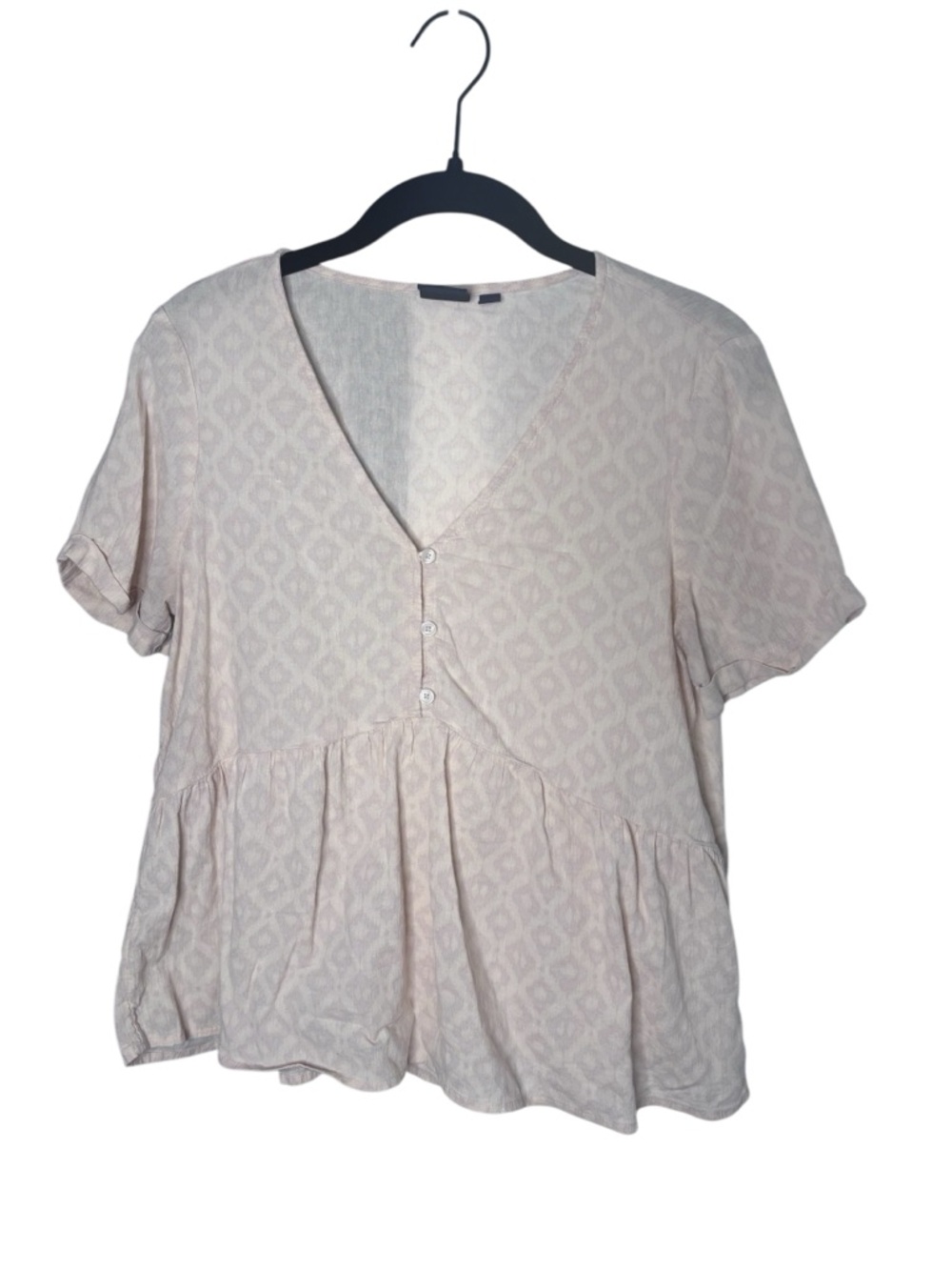 Gap Tan 100% Cotton Button Peplum Short Sleeve Top Size XS